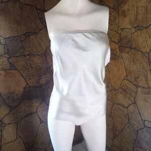 Black Tape_ Cream Strapless Top